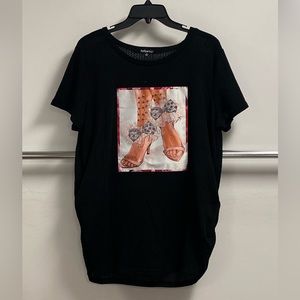 Short sleeve side cinch waffle top w) patch